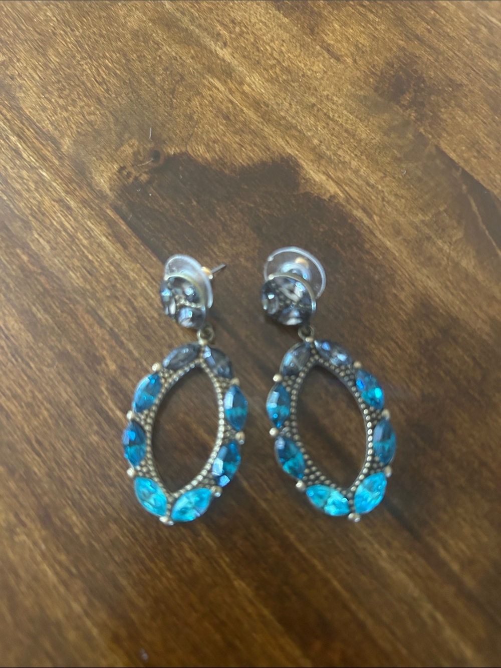 Blue Crystal Drop Earrings